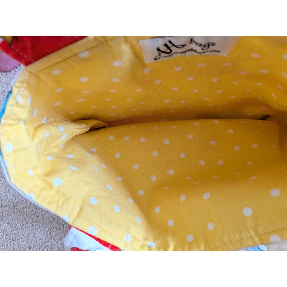 Myah Bags Handmade Dr Seuss Tote Cat in the Hat Grinch Polka Dot Lining - Picture 4 of 6